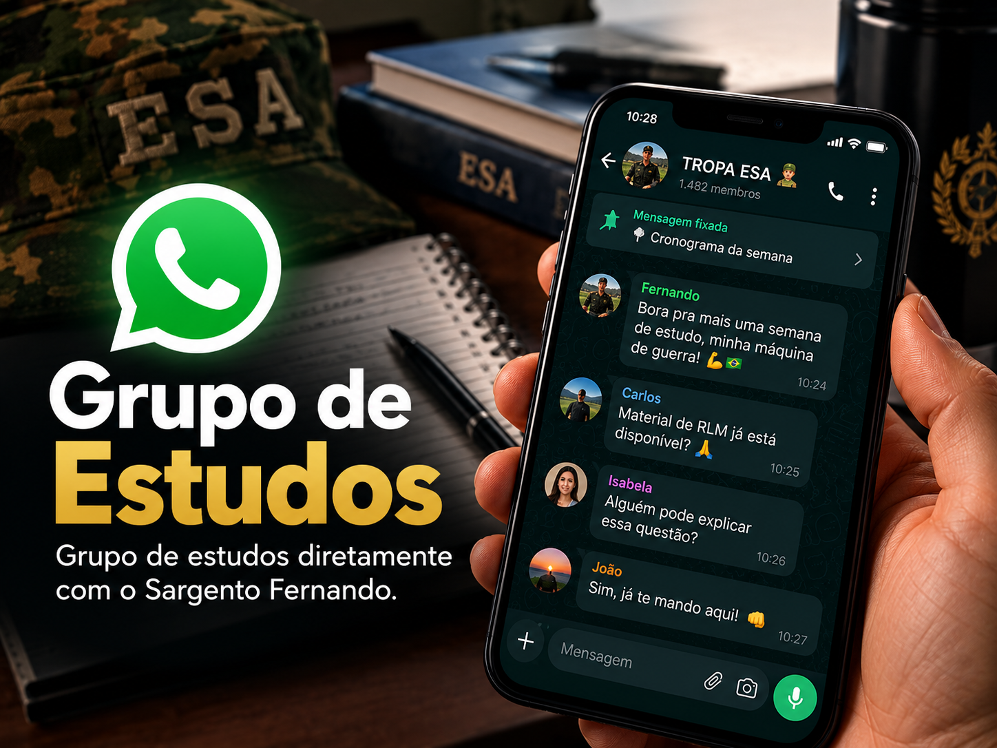 Grupo de Estudos ESA no WhatsApp com o Sargento Fernando