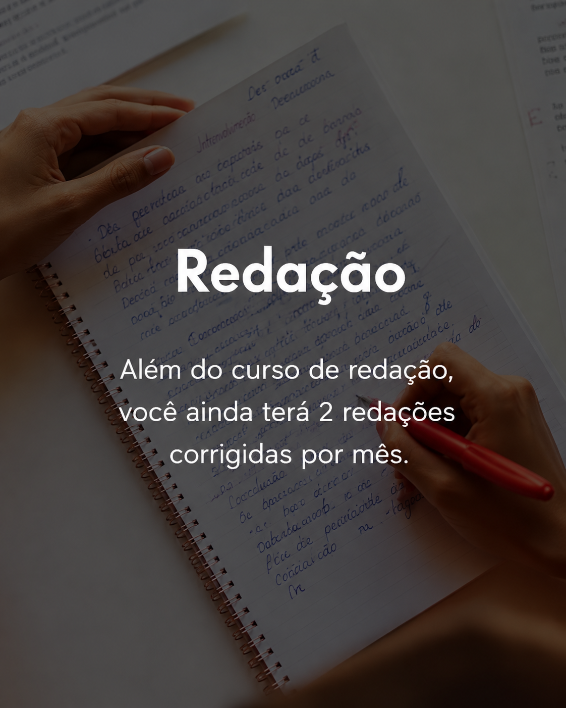 Redação: curso + 2 redações corrigidas por mês