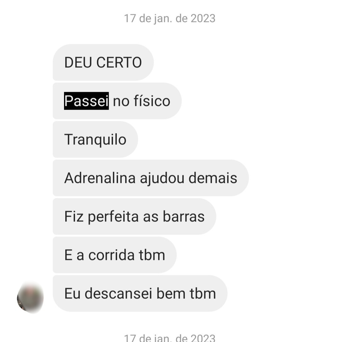 Resultado no teste físico